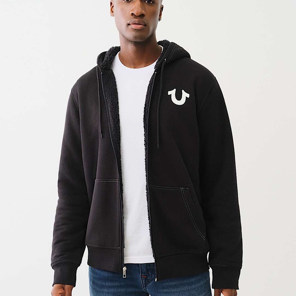 True Religion Black Zip Up Sweater
